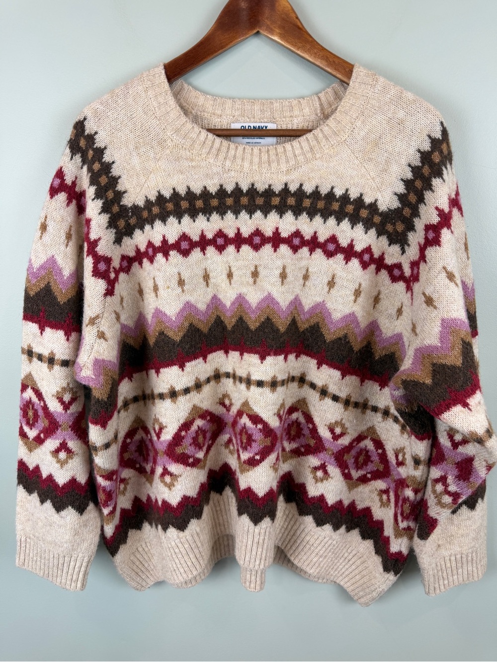 Old Navy Fair Isle Cozy Shaker-Stitch
Pullover Sweater Western size XL